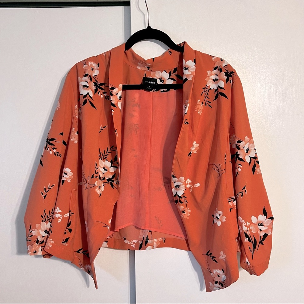 Peach floral blazer from torrid